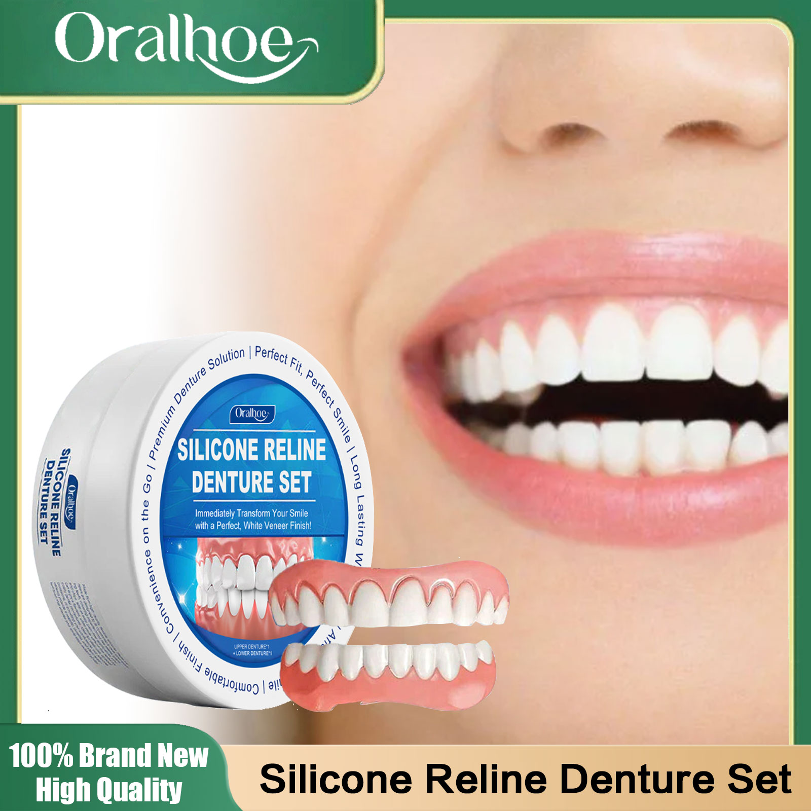 Teeth Whitening Mask - ฟันปลอมซิลิโคนนุ่ม วีเนียร์ฟันบนและล่าง กระชับพอดี ป้องกันการหลุดร่วง เพิ่มความมั่นใจ ฟันปลอมแบบเต็มชุด