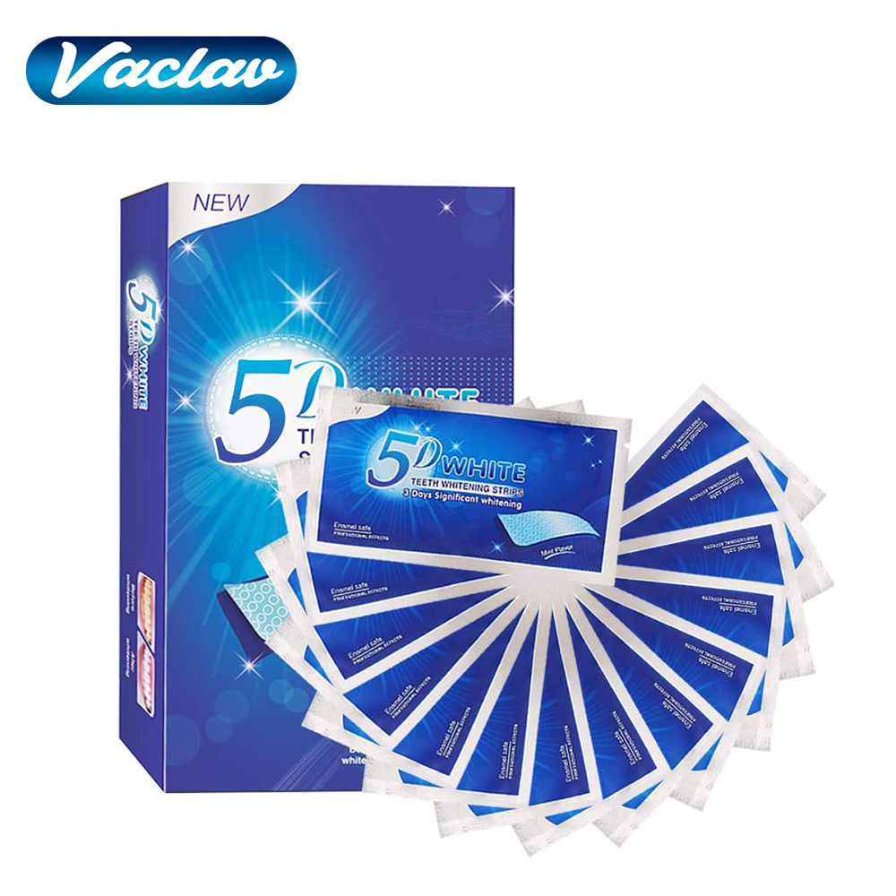 Teeth Whitening Xylitol - แผ่นฟอกสีฟันขาว 5D ไวท์เทนนิ่ง สตริปเจลฟอกสีฟัน ช่วยขจัดคราบกาแฟจากการสูบบุหรี่ ชุดฟอกสีฟันสำหรับใช้ในบ้านที่มีประสิทธิภาพ