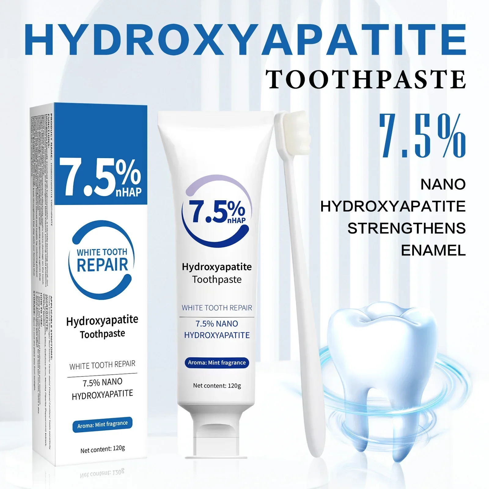 Teeth Whitening Natural - ชุดยาสีฟันและปากกาฟอกสีฟัน - สูตรซ่อมแซมเคลือบฟันด้วยไฮดรอกซีอะพาไทต์ ขจัดคราบฝังแน่นและลมหายใจสดชื่น ดูแลฟันอย่างอ่อนโยนทุกวัน