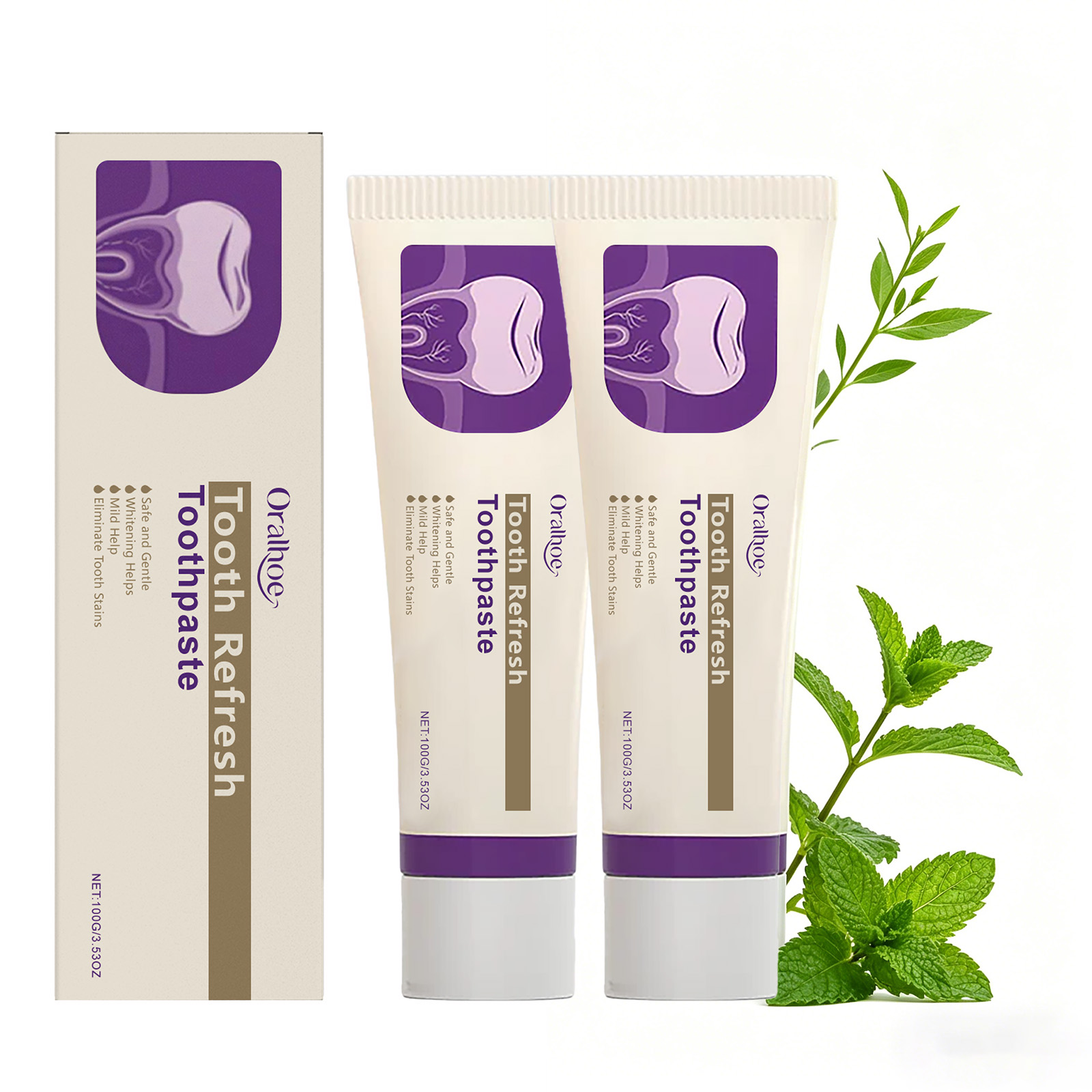 Teeth Whitening Natural - ยาสีฟันฟอกฟันขาวมิ้นต์ บำรุงฟันด้วยสารสกัดจากธรรมชาติ ช่วยซ่อมแซมเคลือบฟัน ขจัดคราบกาแฟ คราบไวน์ อ่อนโยนต่อการใช้ในทุกวัน