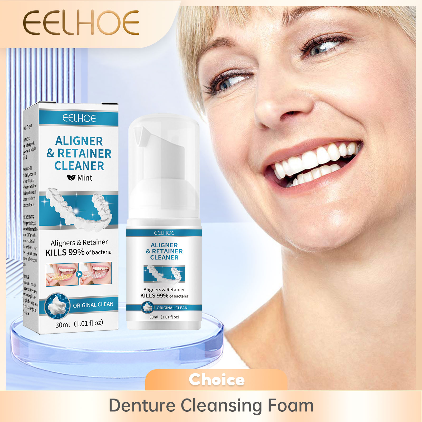 Teeth Whitening Natural - Aligner ฟันปลอมทําความสะอาดโฟมทําความสะอาดลึกลบวงเล็บคราบลดกลิ่นปากกลิ่นฟันขาว Retainer Clean Care 30ml