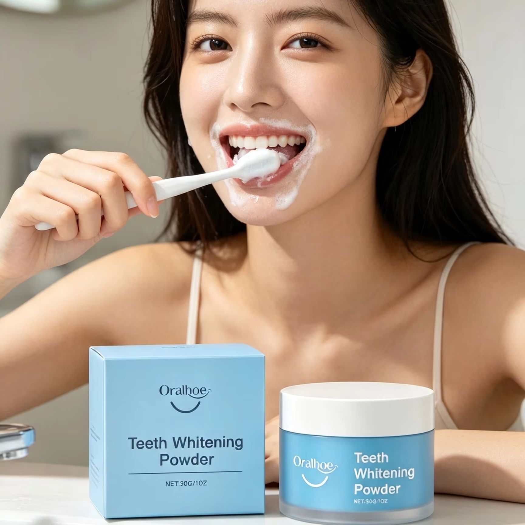 Teeth Whitening Street - ผงแปรงฟัน Oralhoe สำหรับขจัดคราบฟัน ทำความสะอาดล้ำลึก ลมหายใจสดชื่น ขจัดคราบพลัค