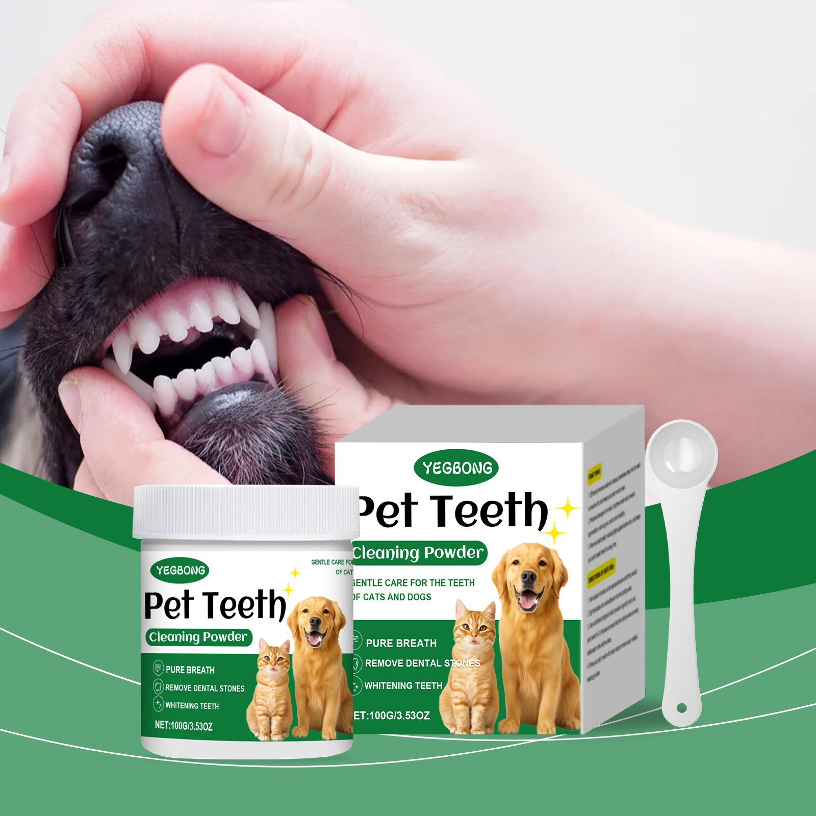 Teeth Whitening Powder - ผงทำความสะอาดฟันสัตว์เลี้ยง ลดคราบหินปูน กำจัดกลิ่นปาก ฟันขาว ลมหายใจหอมสดชื่น ผลิตภัณฑ์ทำความสะอาดสัตว์เลี้ยง