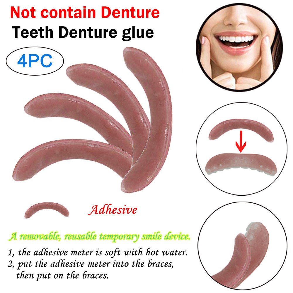 Teeth Whitening Street - 4/8 ชิ้นไวท์เทนนิ่งวงเล็บกาวชั่วคราว Smile Comfort Fit เครื่องสําอางค์ฟันปลอมกาวสําหรับฟันปลอมฟันความงาม