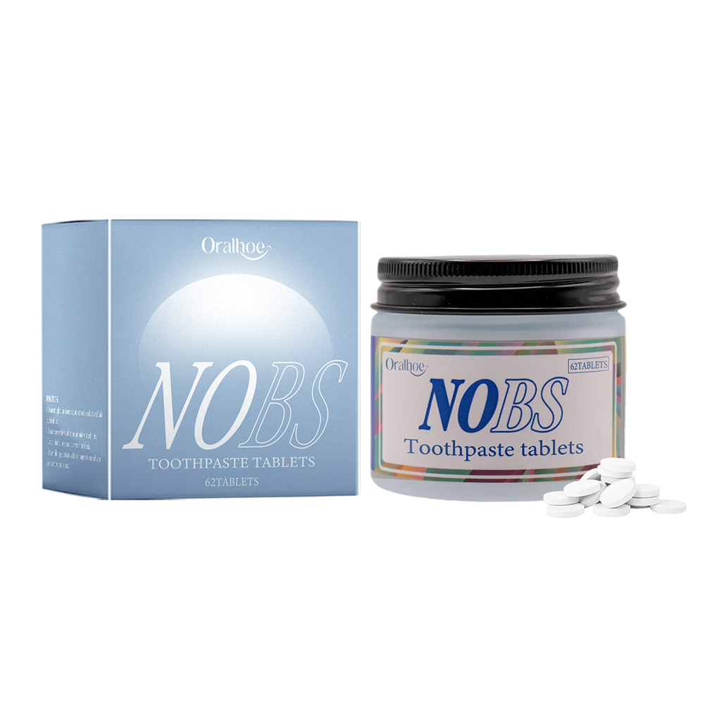 Teeth Whitening Xylitol - แท็บเล็ตยาสีฟัน NOBS - นาโนไฮดรอกซีอาไนต์, ปราศจากแป้ง, เป็นมิตรกับสิ่งแวดล้อมและการเดินทาง