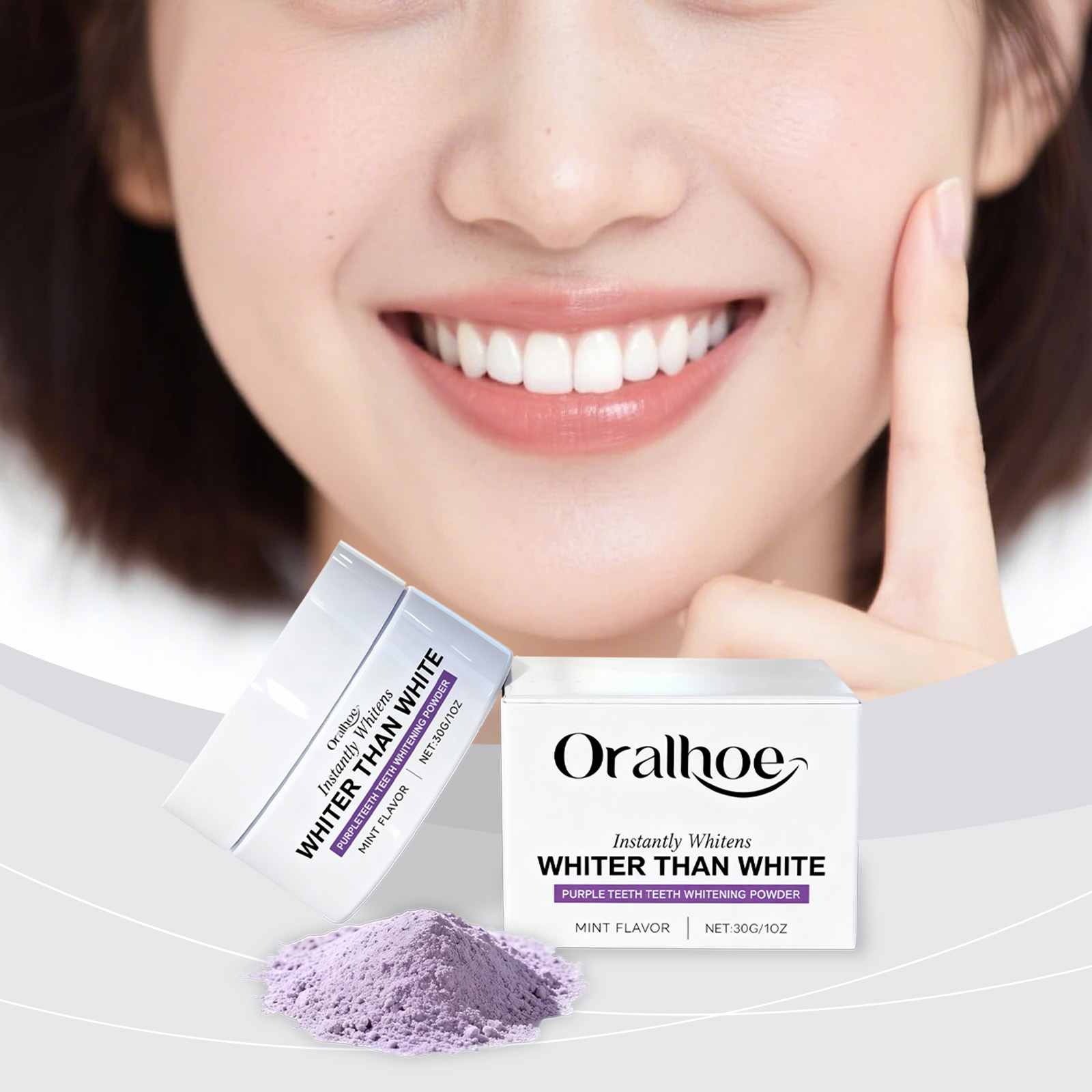 Teeth Whitening Xylitol - ผงขัดฟันไซลิทอลสีม่วง ขจัดคราบ ลดกลิ่นปาก ลดคราบพลัค ป้องกันโรคปริทันต์อักเสบ ฟันขาวกระจ่างใส