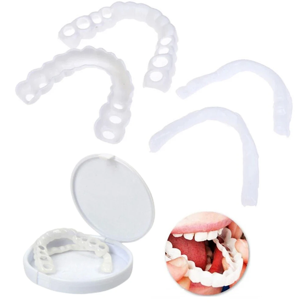 Teeth Whitening Mask - ฟันปลอม2คู่ Comfort ดูแลฟันฟันปลอมสำหรับผู้ชายและผู้หญิงทางเลือกในการฟอกสีฟันสแนปรอยยิ้มฟันกรามบนและล่าง