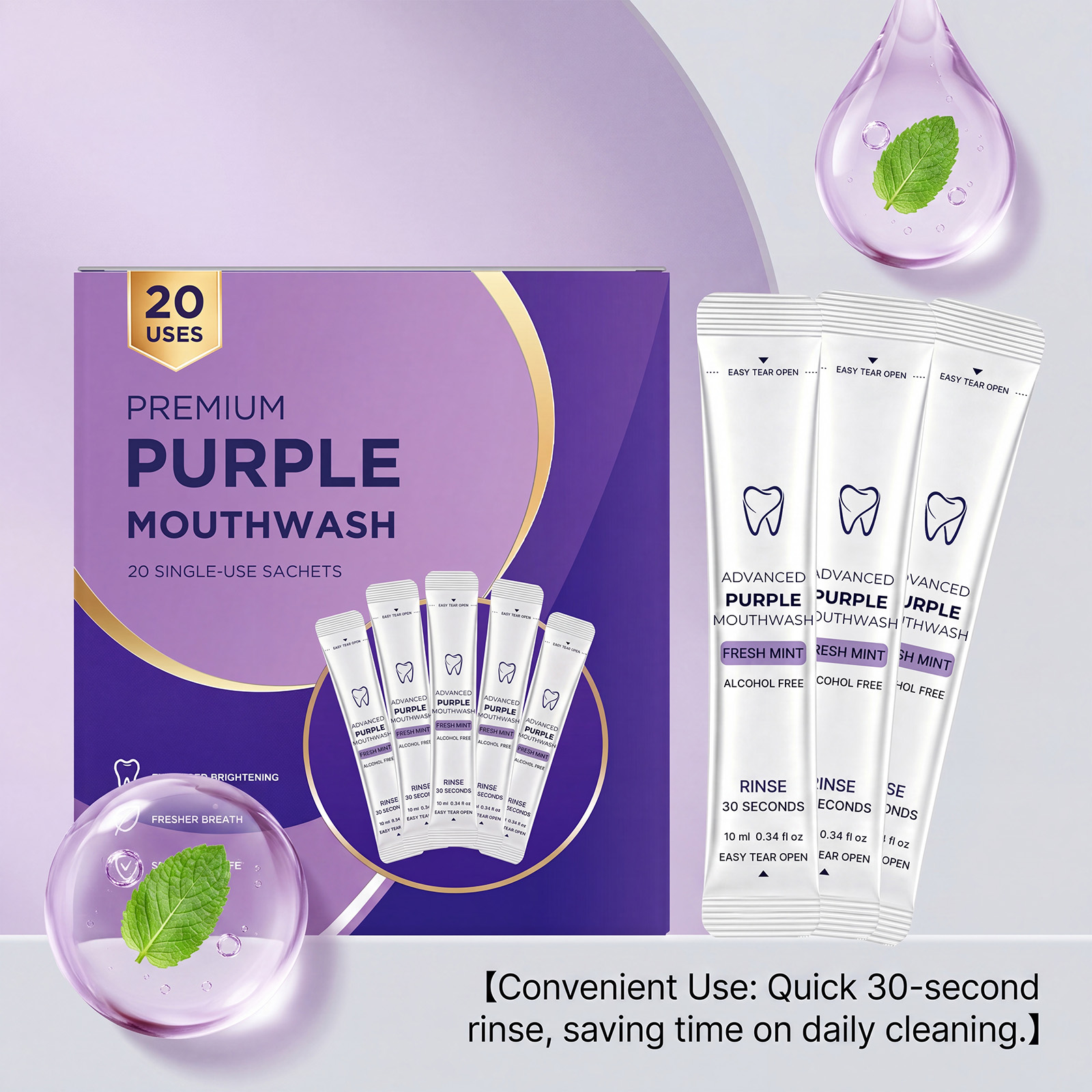 แพ็ค 20/40 ชิ้น น้ำยาบ้วนปากสี - Teeth Whitening Natural บทวิจารณ์และราคา