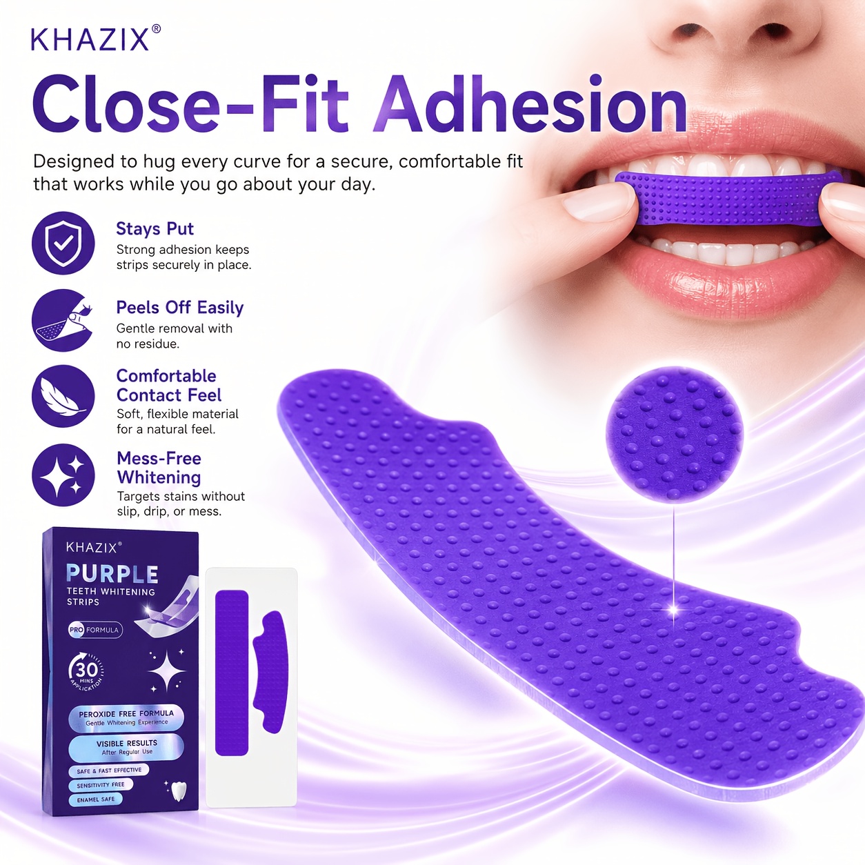 แถบฟอกฟันขาวสีม่วง 1/10 คู่ แน - Teeth Whitening Street บทวิจารณ์และราคา