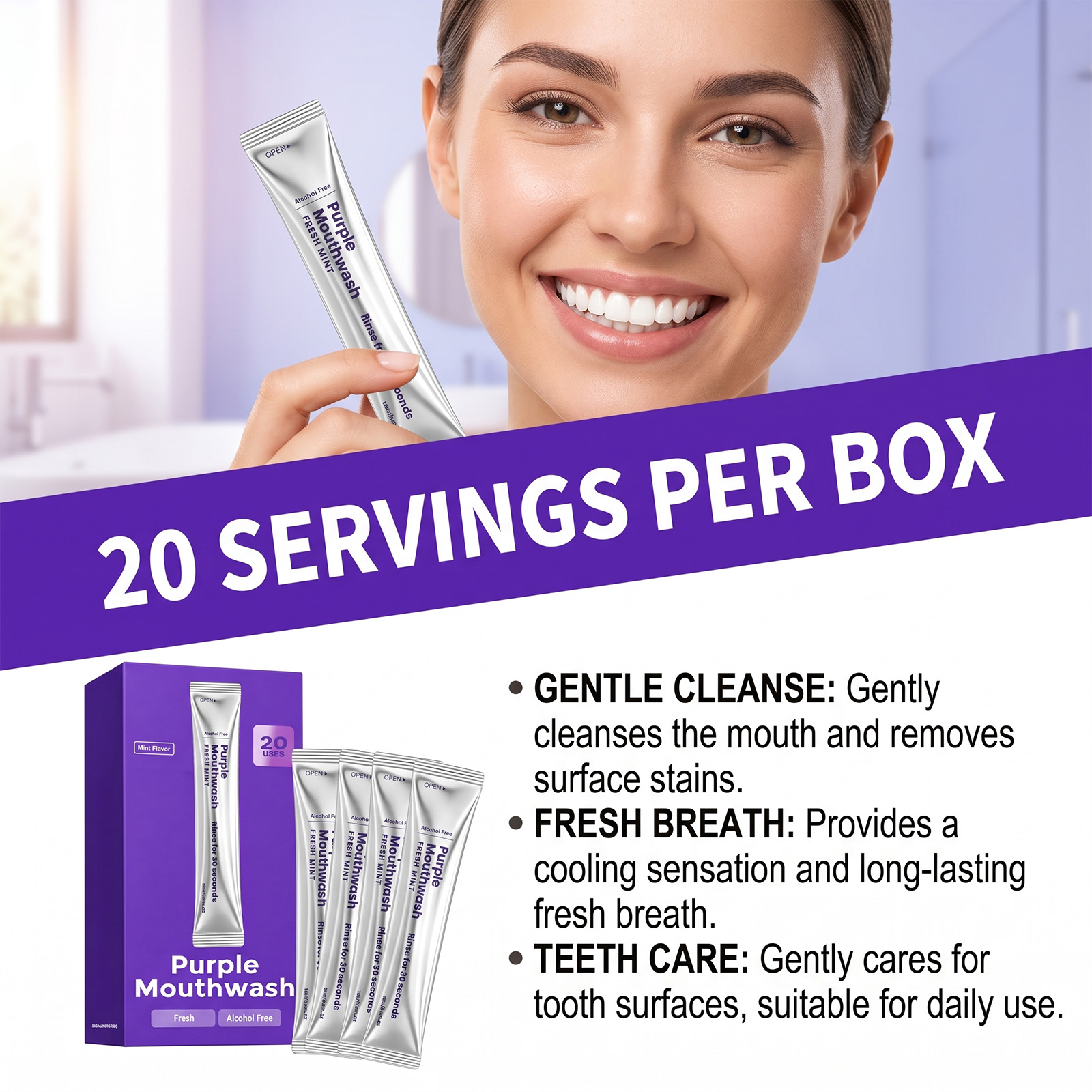 น้ำยาบ้วนปากสีม่วง ขจัดกลิ่นปา - Teeth Whitening Natural บทวิจารณ์และราคา