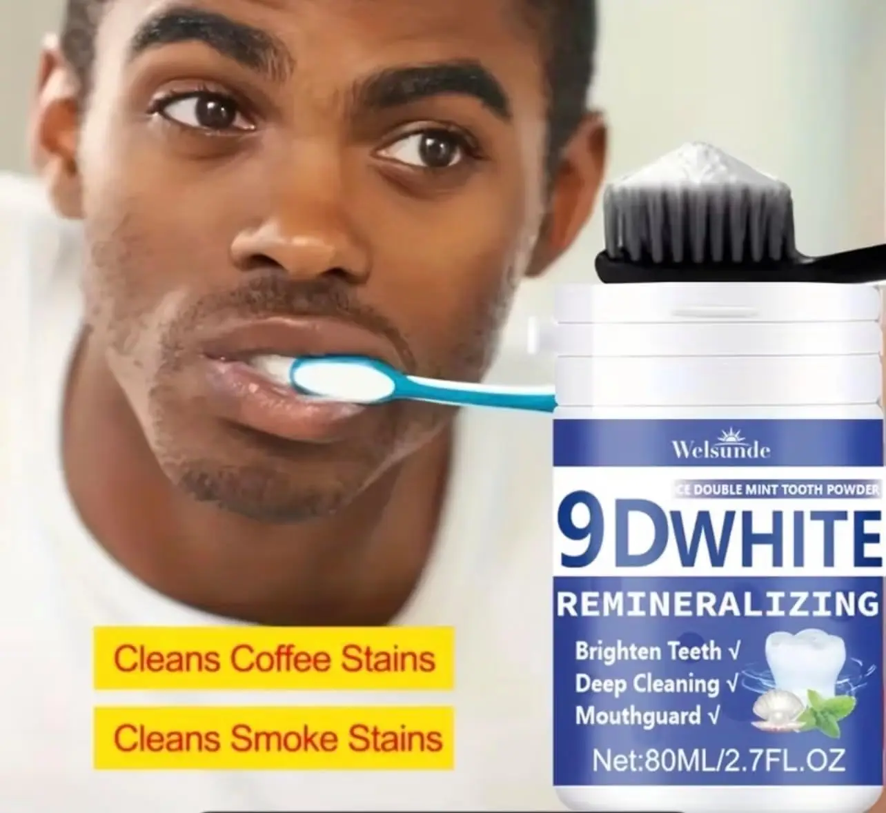 ผงฟันขาว 9D ไวท์ รีมิเนอรัลไลซ - Teeth Whitening Street บทวิจารณ์และราคา