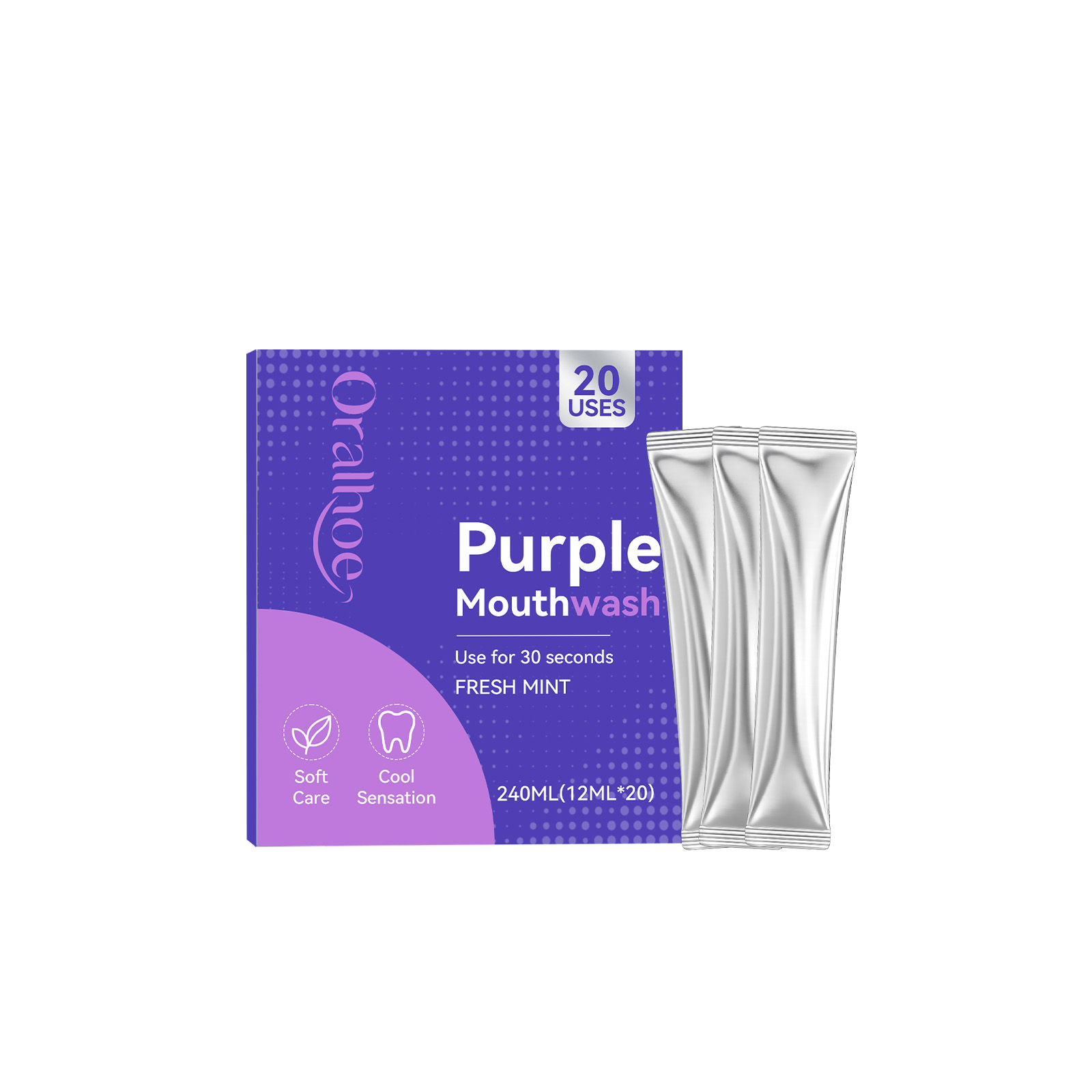 น้ำยาบ้วนปากแบบซองสีม่วง รสเฟร - Teeth Whitening Xylitol บทวิจารณ์และราคา